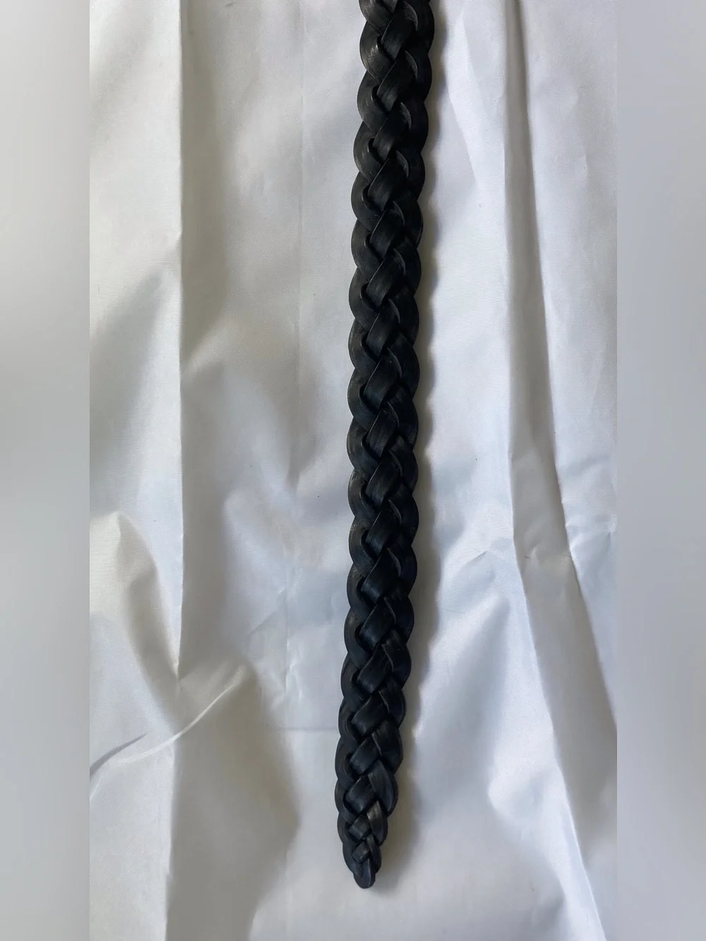 Patagonia Vintage 80’s Black Braided Leather Belt Size 34 USA 7600 Crest Mt.Logo
